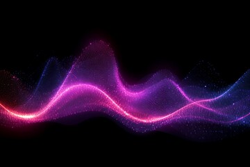 Poster - ethereal glowing particles forming waves on a dark background, digital art