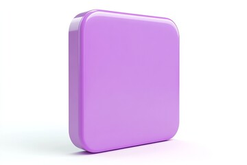 Poster - Purple Square Button 3D Render Modern Design Element User Interface Digital Graphic Resource Website Application Icon Flat Style Minimalist Geometric 