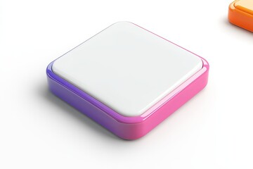Poster - Pink Purple Gradient Square Button Modern Design Element Digital Interface App Icon Website Mockup 3D Render Clean Minimalist Style Technology User   