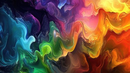 Poster - A chaotic, yet harmonious blend of color streams intertwining in an abstract digital artwork.