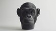 © lestari - A detailed photograph showcasing a black chimpanzee head mask with fine details