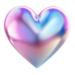 Wall Mural - Holographic iridescent heart shape 3D render on black background digital art illustration