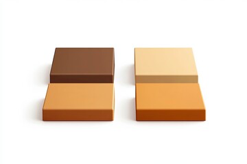 Poster - Brown Beige Orange Square Product Display Platforms Minimalist Modern Stage Mockup for Branding Presentation Showcase Empty Boxes Geometric Shapes    