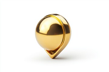 Poster - Luxury Golden 3D Sphere Pointer Location Icon Elegant Design Premium Shiny Gold Orb Map Marker Minimalist Graphic Element Modern Business Symbol      