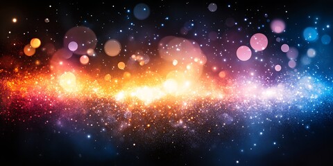 Poster - Iridescent galactic cloudscape with sparkling nebula and ethereal bokeh