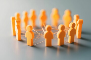 Poster - Abstract Network Connection Orange Figures Global Teamwork Business Collaboration People Digital Illustration Modern Technology Social Media Online   