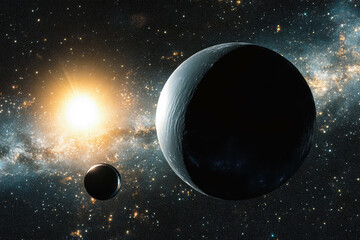 Poster - Eclipse Over Aquarius Constellation Revealing Cosmic Mysteries in the Night Sky