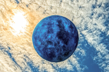Poster - Celestial Wonder of a Blue Moon Glimmers Against a Vibrant Sky at Twilight