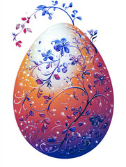 Poster - Colorful Easter Egg Adorned With Intricate Floral Designs Against a Clean White Background