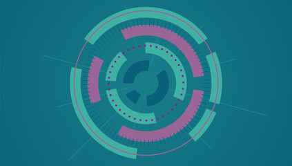 Poster - Futuristic digital interface. The abstract design resembles a HUD (heads-up display) used in sci-fi technology, gaming, or cybersecurity themes.
