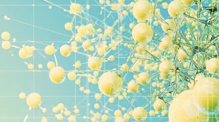Poster - Molecular Microcosm: A vibrant digital rendering of interconnected molecular structures, showcasing the intricate beauty of scientific and technological advancement