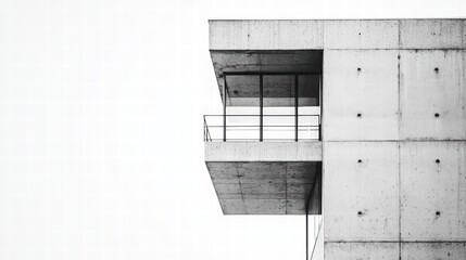 Poster - modern architectural facade: an elegant concrete structure featuring geometric lines, minimalistic d