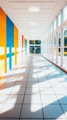 Poster - Vibrant contemporary backdrop design in daylight bold graphic wall indoor environment off-center view realistic aesthetic