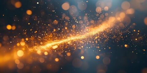 Poster - A dazzling display of golden sparks dances through a vibrant backdrop. This image captures energy and motion in a mesmerizing style. Perfect for digital art and creative projects. AI
