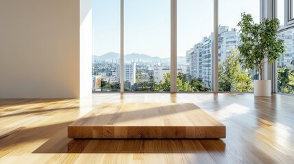Poster - Bamboo and hardwood cutting board display bright airy kitchen elevated view natural light highlighting texture contrast