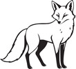 © Visual Oasis - A Graceful Fox Standing Proudly In The Wild, A Minimalist Black And White Illustration Isolated on Transparent Background