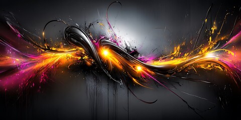 Aufkleber - Abstract luminous wave design on dark background with vibrant colors
