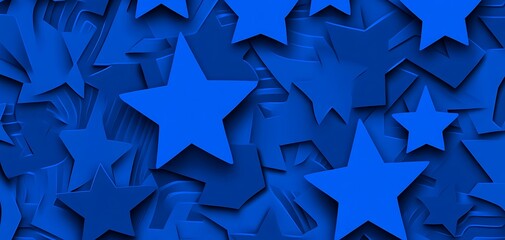 Aufkleber - Dynamic blue stars creating an exciting and eye-catching 3D geometric pattern