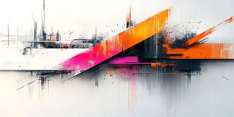 Aufkleber - Dynamic Abstract Composition with Vibrant Geometric Shapes and Expressive Textures
