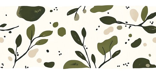 Aufkleber - Elegant botanical pattern with abstract shapes and earth tones for backgrounds
