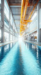 Poster - Industrial facility displaying machines in brightly lit environment modern industrial space photography interior view application of industrial technology