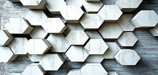 Aufkleber - Modern Concrete Hexagon Wall Texture with Geometric Design in Light Grey