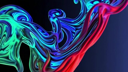 Aufkleber - Colorful swirling abstract design in neon shades on dark background. Art concept