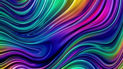 Aufkleber - Colorful abstract wavy pattern in vivid gradient hues, fluid art concept