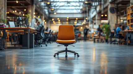 Aufkleber - Empty ergonomic office chair standing in a modern open space office
