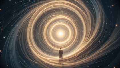 Poster - Cosmic Journey Through Whirling Energy and Light in a Dark Space