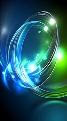Aufkleber - Abstract curved lines with glowing light flares on dark blue background