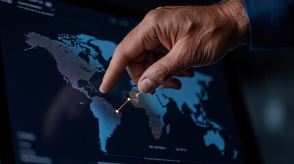 Aufkleber - Businessman planning global expansion using touchscreen technology