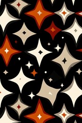 Aufkleber - Retro Starburst Pattern with Earth Tones and Black Background Design