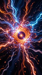 Fototapete - Colorful Energetic Abstract Design with Electric Light Rays