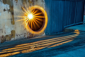 Poster - Captivating Light Spilling Through a Circular Opening During the Enchanting Time of the Eclipse