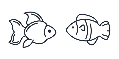 Poster - Fish icon symbol vector sign isolated on white background illustration for graphic and web design