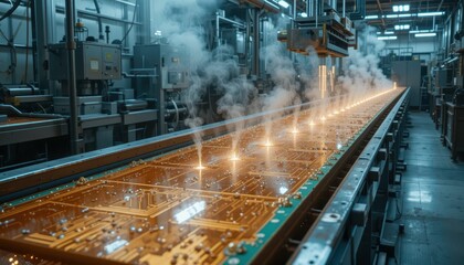 Poster - High-Tech Manufacturing Process of Circuit Boards in Modern Factory