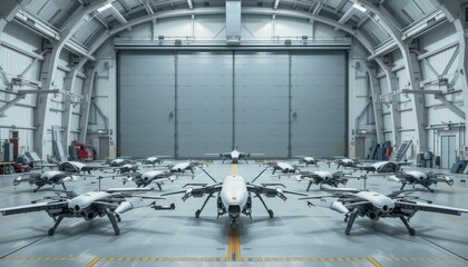 Poster - Fleet of Drones Prepared for Operations in Modern Hangar Facility