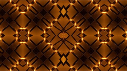 Poster - Intricate geometric patterns of golden hues reflecting light in a symmetrical design