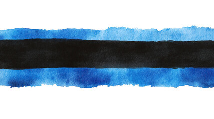 Wall Mural - blue and black watercolor aquarelle abstract stripe stain isolated on white or transparent backgroun