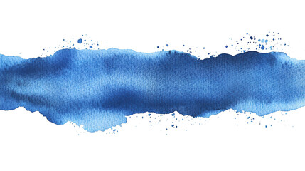 Wall Mural - blue watercolor aquarelle abstract stripe stain isolated on white or transparent background