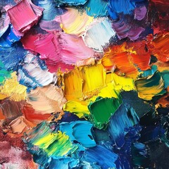 Aufkleber - Abstract Impressionistic Color Burst: Thick Impasto Paint Strokes on Canvas for a Textured and Vibrant Visual Experience