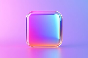 Poster - Abstract Colorful Glass Button Digital Interface Design Element Modern Shiny Gradient Background Purple Pink Blue Iridescent Texture Technology App   
