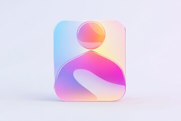 Poster - Abstract Colorful User Profile Icon Pastel Gradient Design Modern Digital Art Smooth Shiny Glassy Rounded Rectangle Shape Vibrant Hues Minimalist     