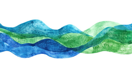 Wall Mural - green and blue watercolor aquarelle abstract stripe stain isolated on white or transparent backgroun
