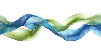 Wall Mural - green and blue watercolor aquarelle abstract stripe stain isolated on white or transparent backgroun