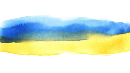 Wall Mural - yellow and blue watercolor aquarelle abstract stripe stain isolated on white or transparent backgrou
