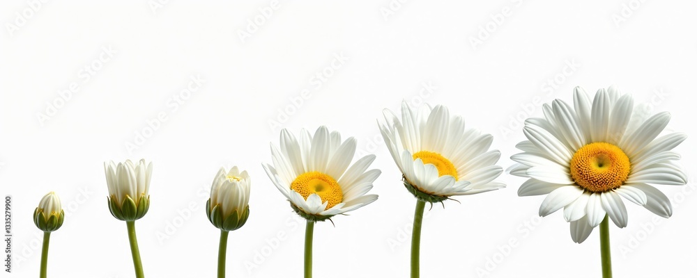 Growing blooming daisy on transparent background, life development ...