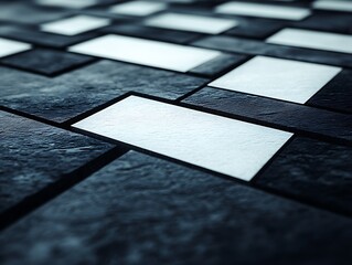 Poster - abstract monochrome pattern of rectangular stone tiles in a tiled formation