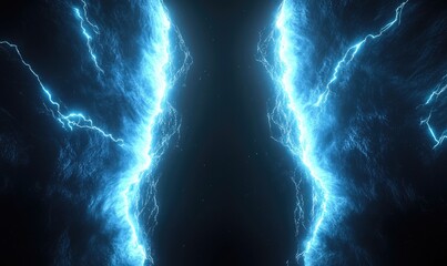 Poster - Two blue bolts of lightning, one on the left and one on the right